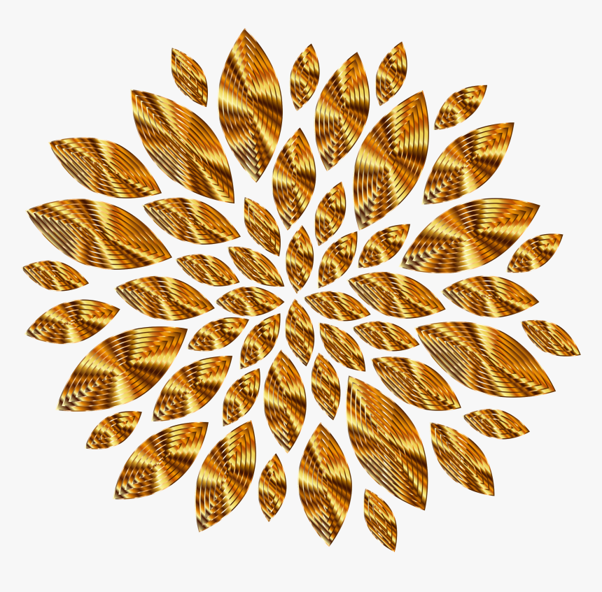 Gold Flower Petals Variation 5 Clip Arts - Flower Black Clip Art, HD Png Download, Free Download