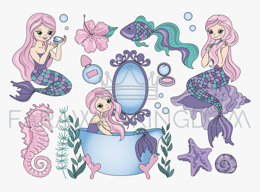 Pretty Mermaid Digital Drawing, HD Png Download, Free Download