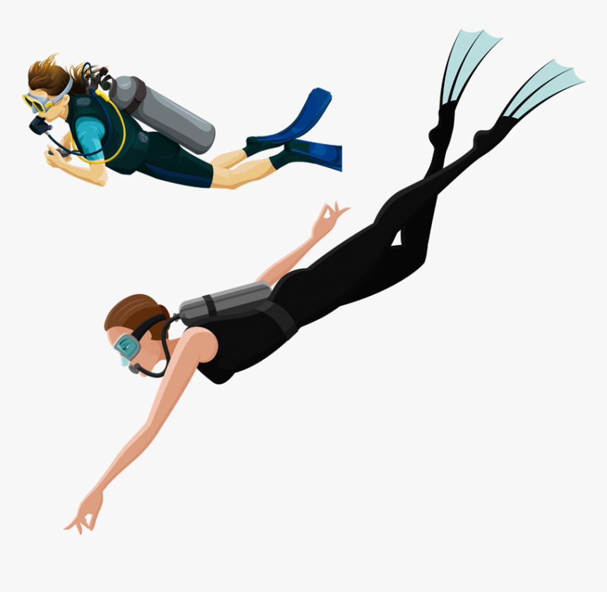 And Underwater For Men Diving Scuba Women Clipart - Diver Png, Transparent Png, Free Download