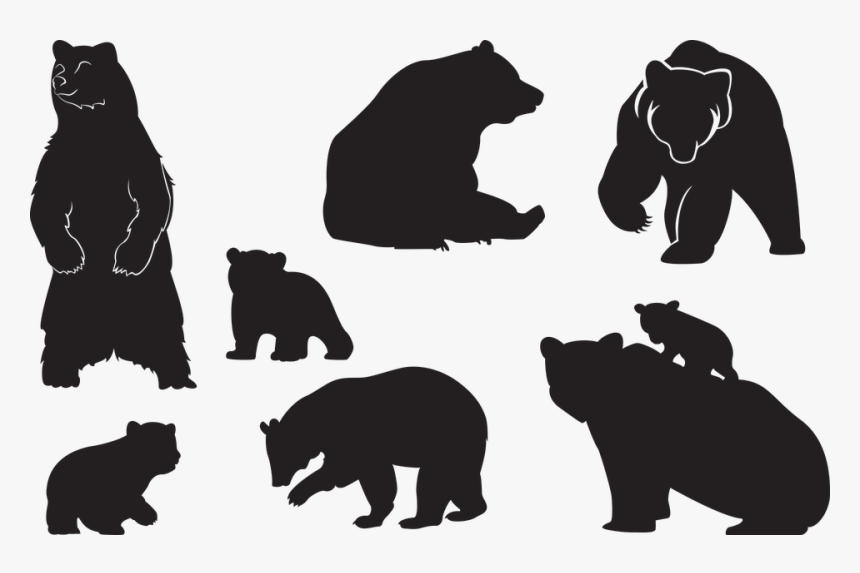 Bear, Cub, Animal, Silhouette, Family, Breeding Standing Black Bear