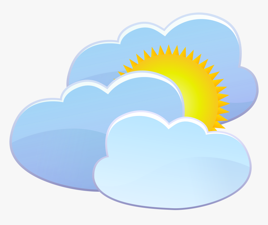 Three Clouds And Sun Weather Icon - Heart, HD Png Download, Free Download