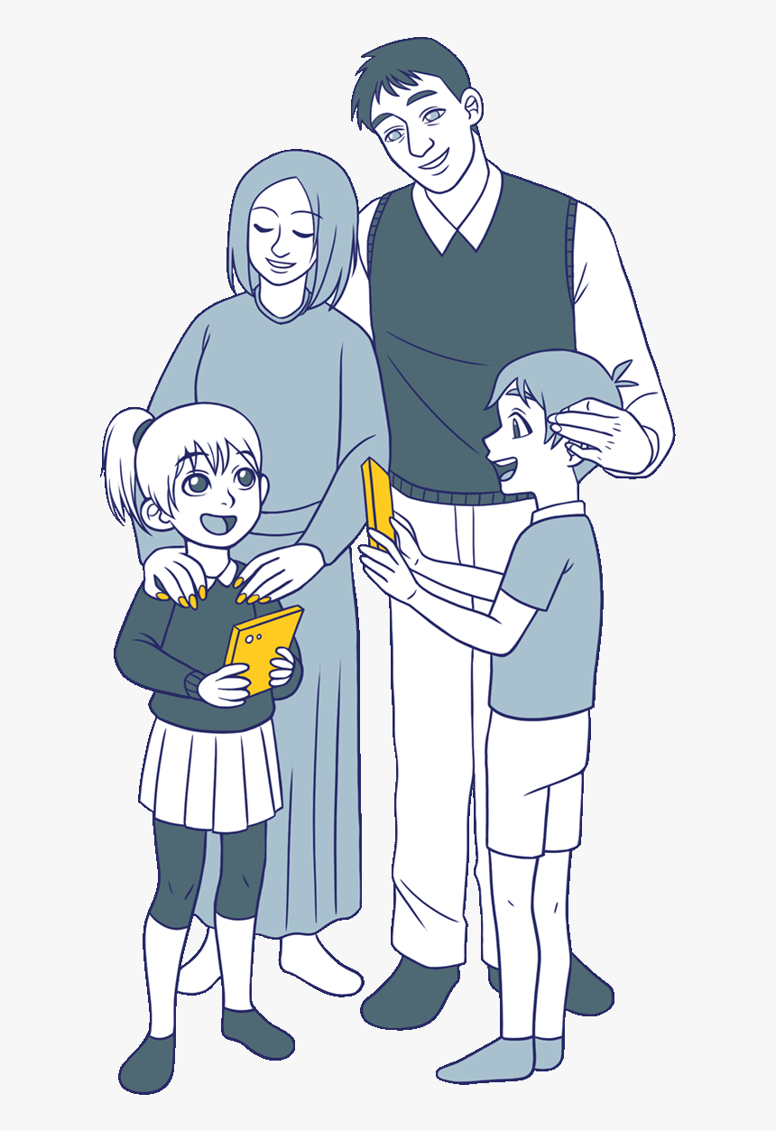 Vector Of Father Teaching His Girl Do Her Lessons, HD Png Download, Free Download