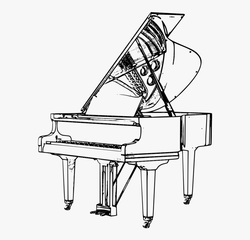 Line Art,angle,monochrome Photography - Grand Piano Clipart Black And White, HD Png Download, Free Download