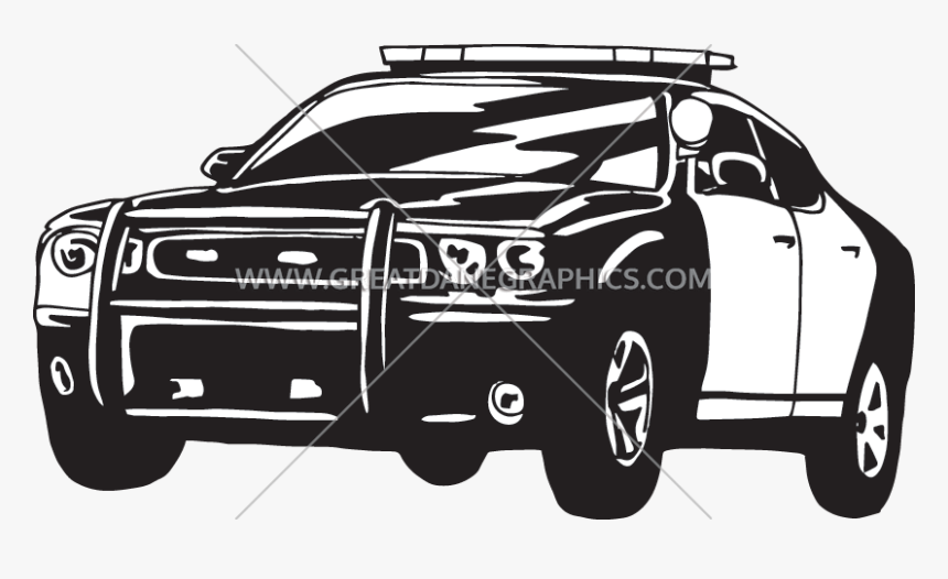 Cop Car Black And White Illustration , Png Download - Cop Car Black And White Illustration, Transparent Png, Free Download