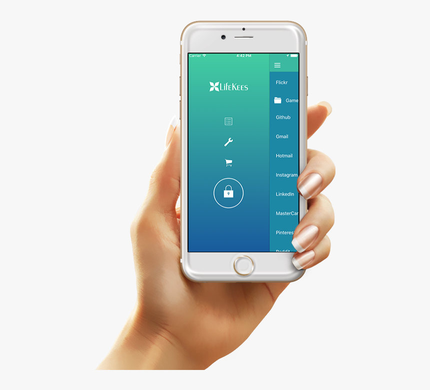Hand Holding Iphone With Lifekees Password Manager - Iphone Instagram Holding Png, Transparent Png, Free Download