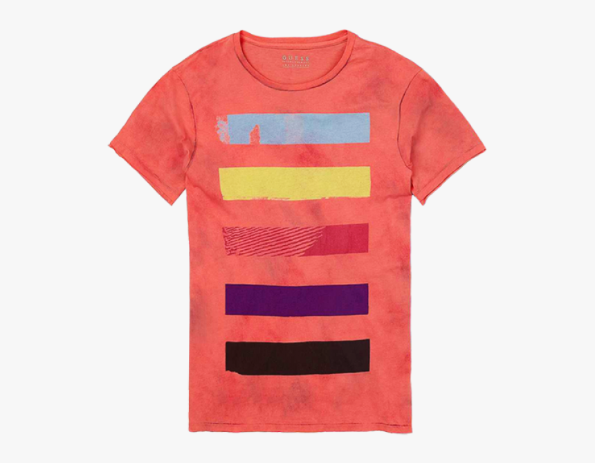 ~guess Multicolor Bars Printed Pink Tshirt - Pocket, HD Png Download, Free Download