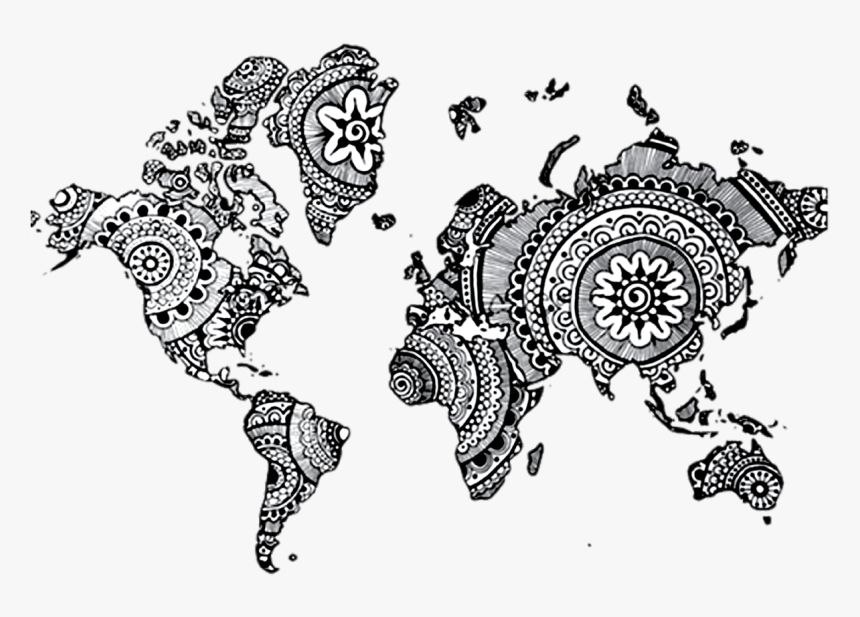 World Mandala Drawing Henna Map Free Clipart Hd Clipart - Mandala Map, HD Png Download, Free Download