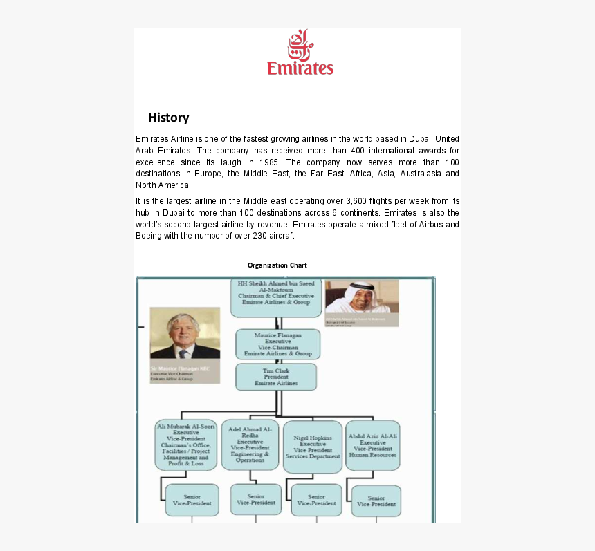 Emirates Airline Management Structure, HD Png Download, Free Download