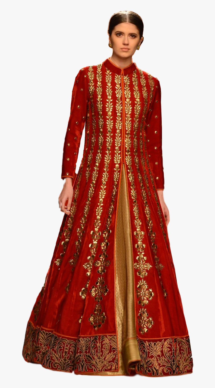 Red Color Jacket Lehenga In Velvet - Georgette, HD Png Download, Free Download