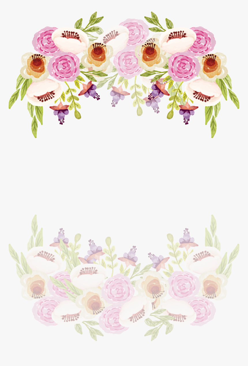 Romantic Watercolor Border Of Camellia - Border Watercolor Romantic Floral Png, Transparent Png, Free Download