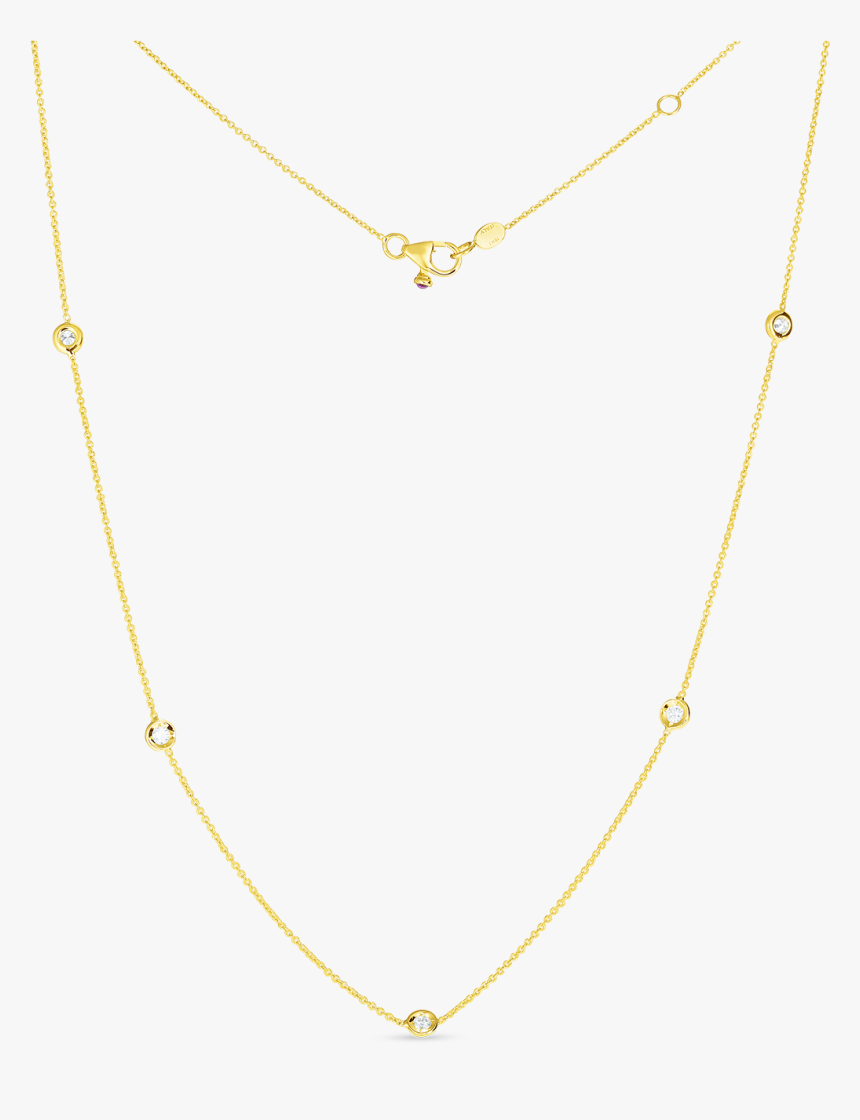 18k Yellow Gold Five Diamond Station Necklace - Necklace, HD Png ...