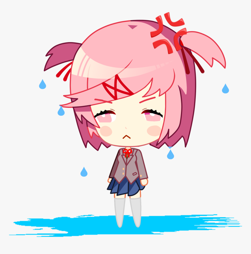 Oc Edited Mediachibi Natsuki But Shes Wet And Angry - Natsuki Sticker Png, Transparent Png, Free Download