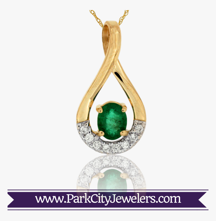 Emerald Tear Drop Shaped Pendant - Double Diamond Hoop Huggie Earrings, HD Png Download, Free Download