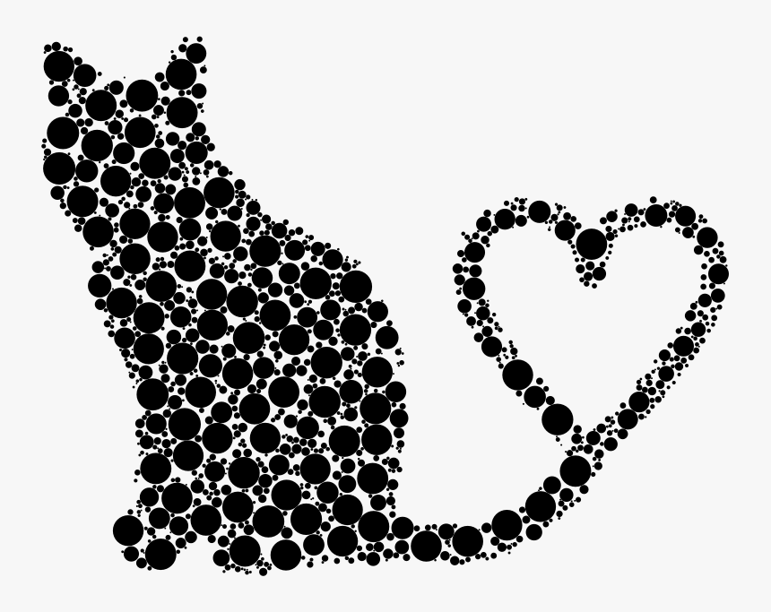 Cat 2 Silhouette Heart Tail Circles - Heart Png Images Free Download, Transparent Png, Free Download