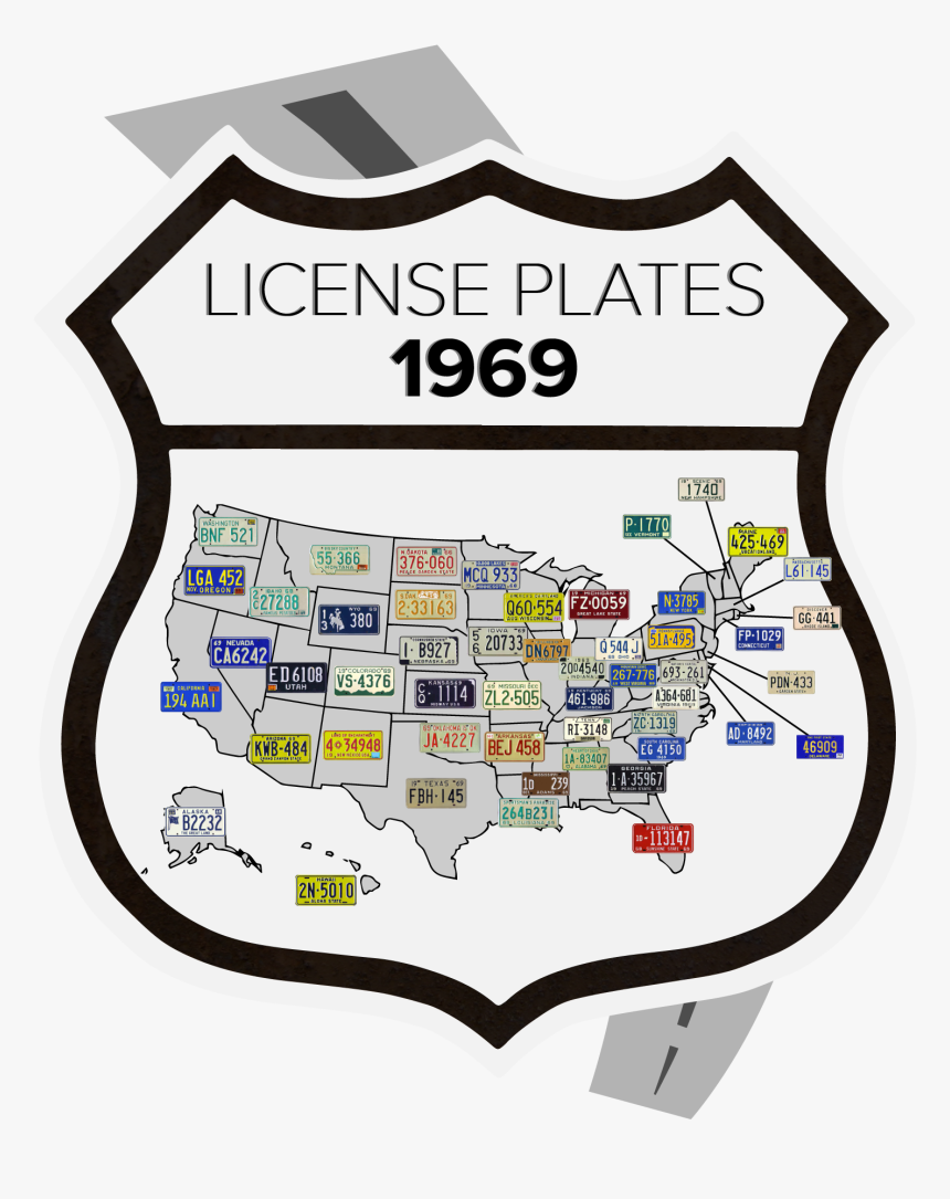 1969 License Plate Map - Route 66 Logo Png, Transparent Png, Free Download