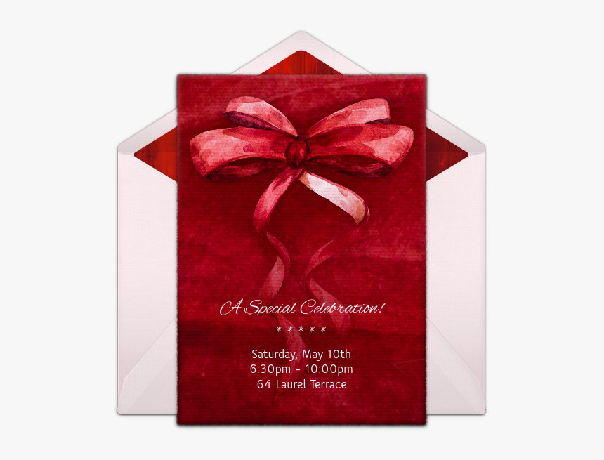 Customizable Watercolor Ribbon Online Invitations - Gift Wrapping, HD Png Download, Free Download