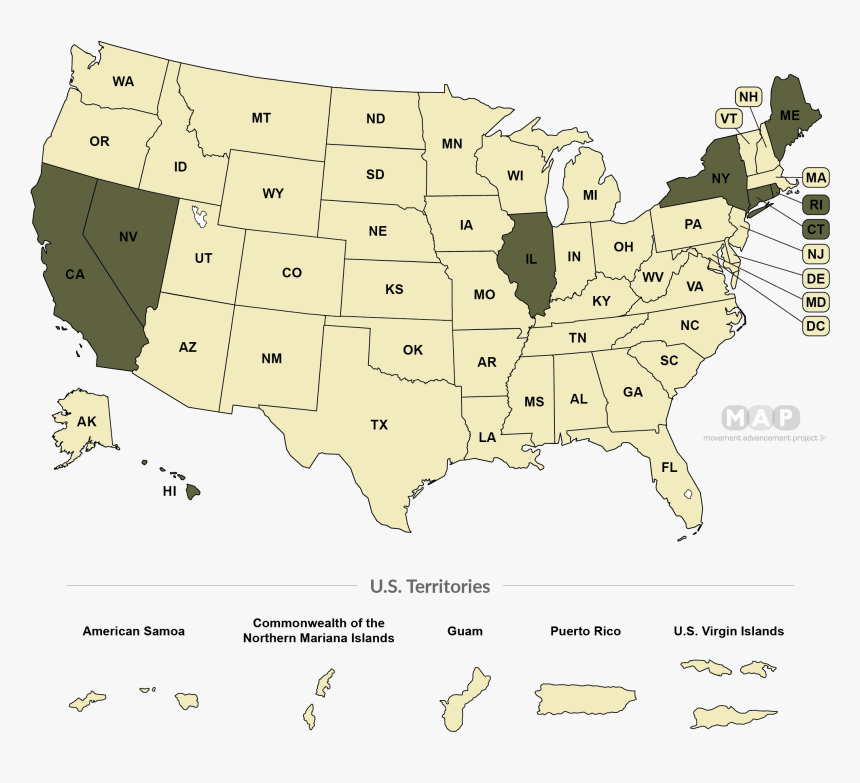 United States Map States With Red Flag Laws, HD Png Download kindpng