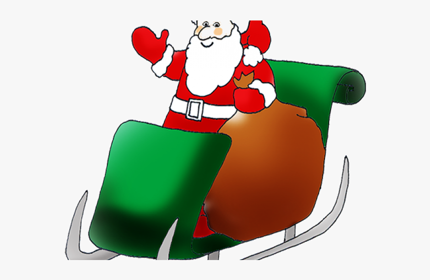 Sleigh Clipart Green Santa Stunning Transparent Png - Easy Santa Claus On Sledge, Png Download, Free Download