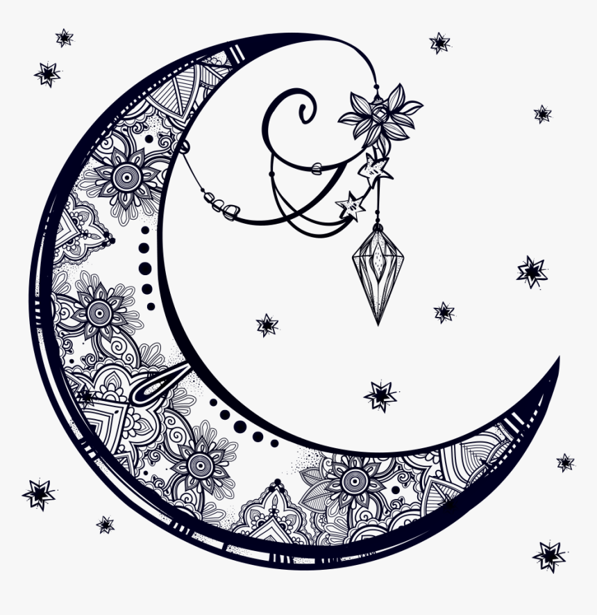 Download Decoration Moon Drawing Crescent Download Hq Png Clipart - Artistic Moon Crescent Drawing ...