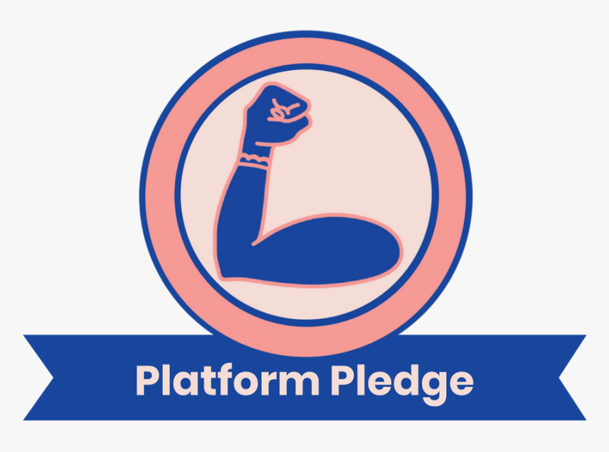 Rosie The Riveter Arm With Banner Reading "platform - Royal Blue Ribbon Png, Transparent Png, Free Download