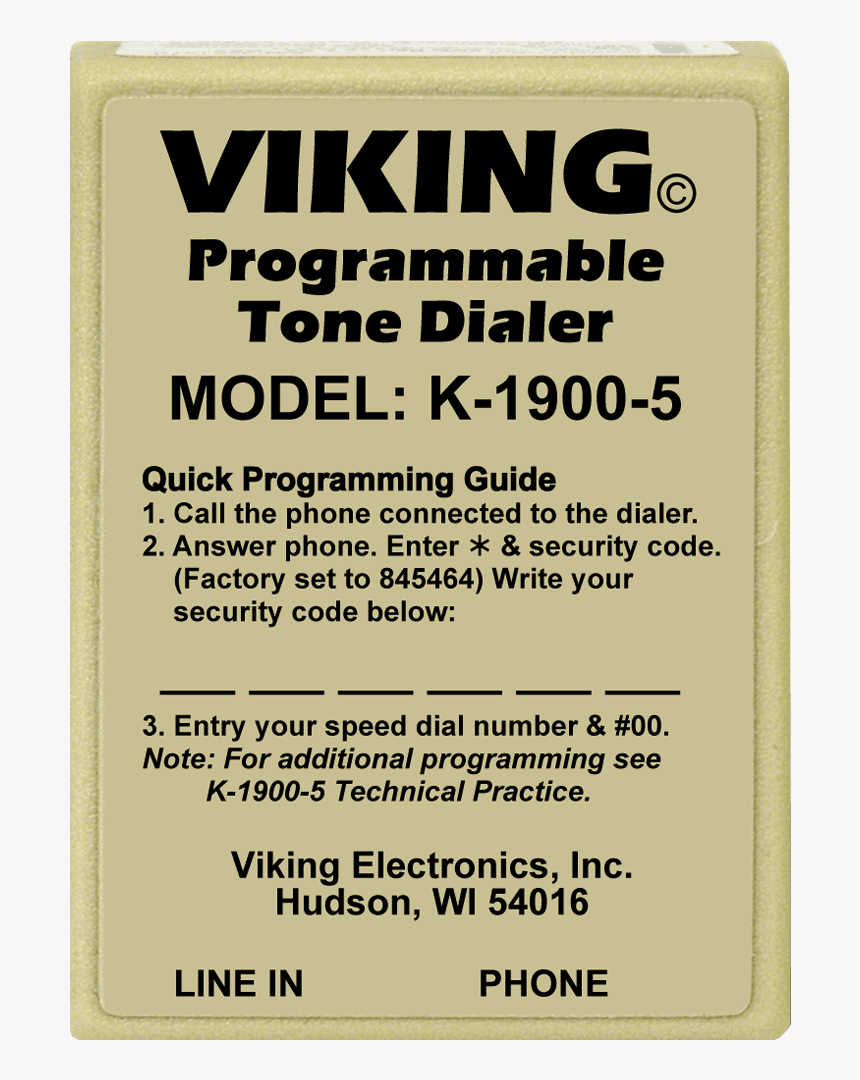 Telephone Line Powered Hot-line Dialer - One Number Dial From Viking, HD Png Download, Free Download