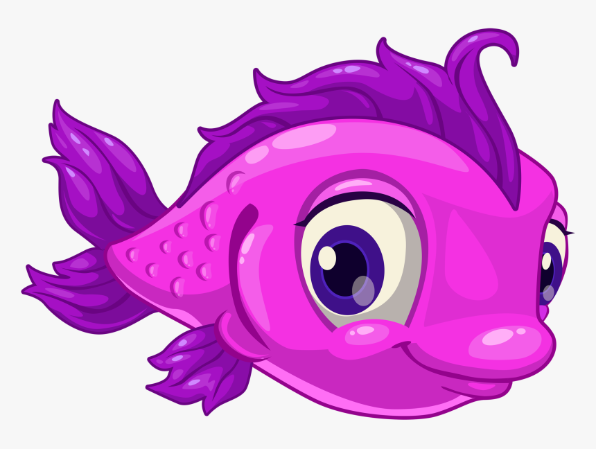 Cute Fish Cartoon - Cute Purple Fish Clipart, HD Png Download, Free Download