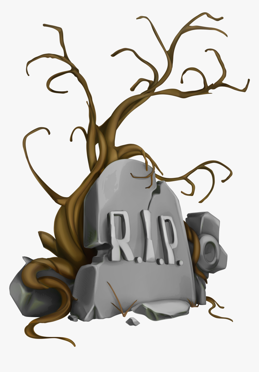 Halloween Rip Tombstone And Tree Png Clipart Image - Transparent Background Tombstone Clipart, Png Download, Free Download