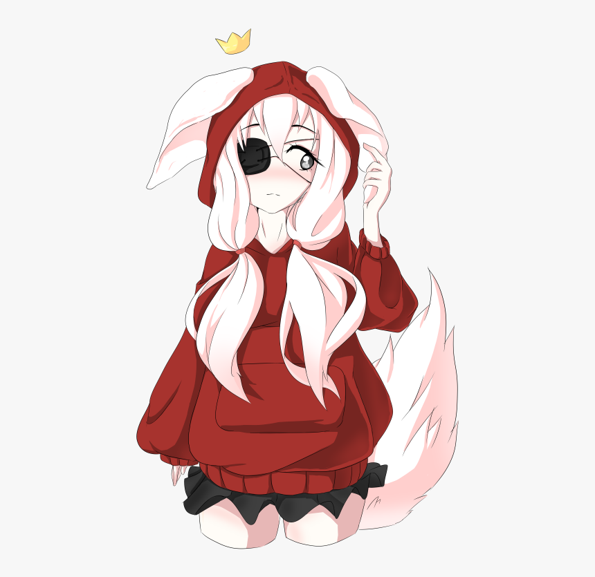 Oc Own Character Anime Girl Art Hoodie Fox Ears Eye - Red Hoodie Anime Girl, HD Png Download, Free Download
