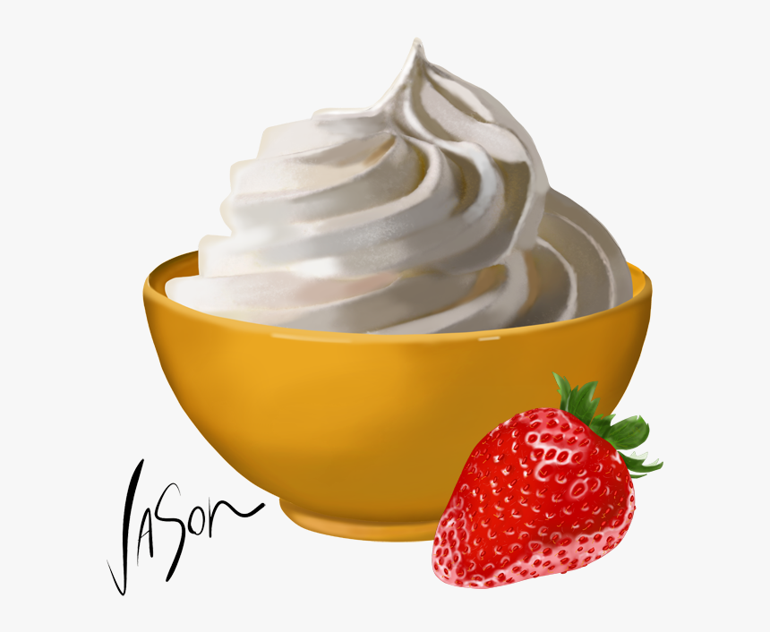 Whipped Cream In Bowl Yellow With Strawberry - Whipped Cream Png Bowl, Tran...