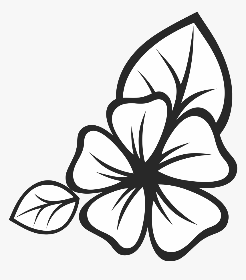 Hibiscus With Leaves Rubber Stamp, HD Png Download, Free Download