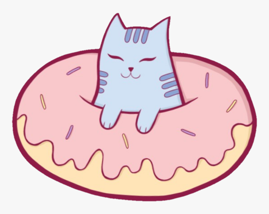 Neko Donut Yum Cute Sweet Kittylove Kitty Food Kitten - Kitten Donut Clipart, HD Png Download, Free Download