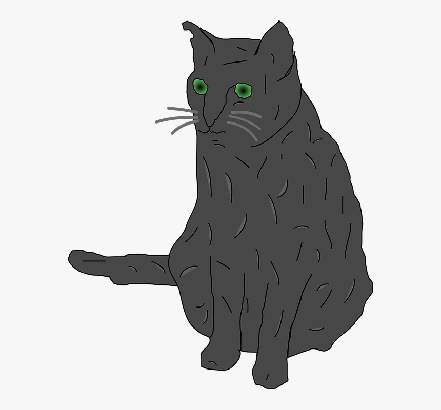 Cat, Grey, Green Eyed, Big Eyes, Sitting, Scared - Clip Art Cats With Green Eyes, HD Png Download, Free Download