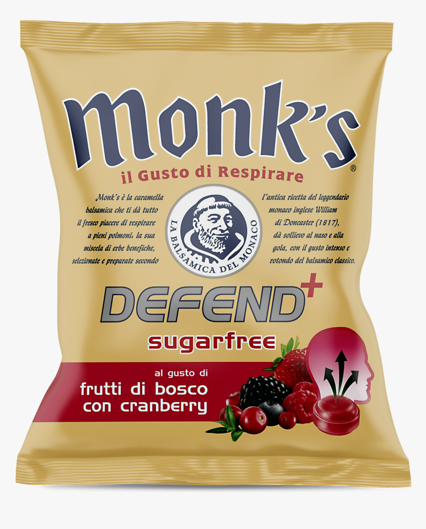 Busta Da 46 G Monk"s Defend Frutti Di Bosco Con Cranberry - Monks Caramelle, HD Png Download, Free Download