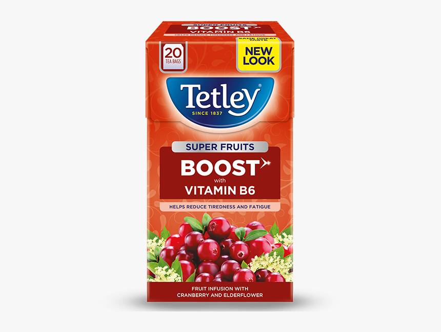 Super Fruits Cranberry & Elderflower - Super Green Tea Tetley, HD Png Download, Free Download