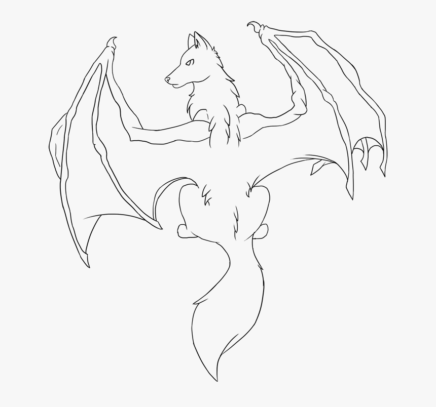 easy wolf drawing with wings