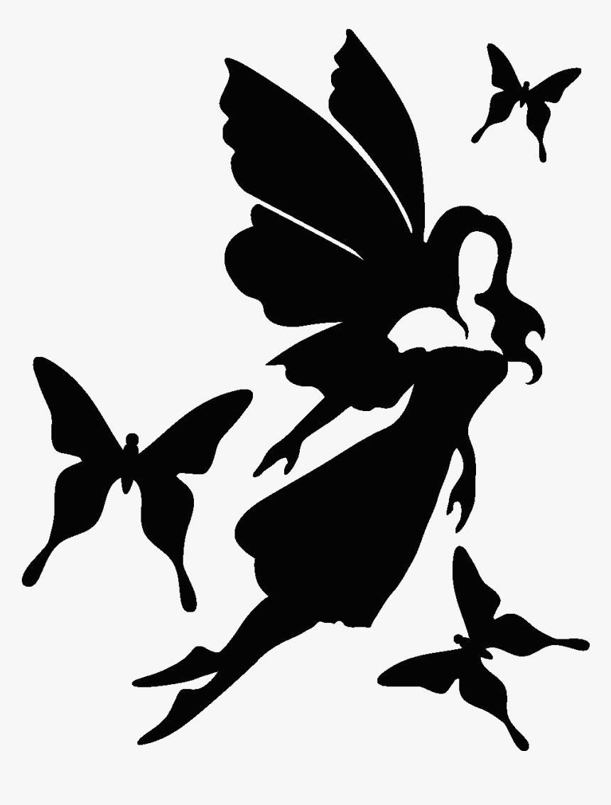 Transparent Fairy Silhouette Png - Fee Avec Papillon, Png Download ...