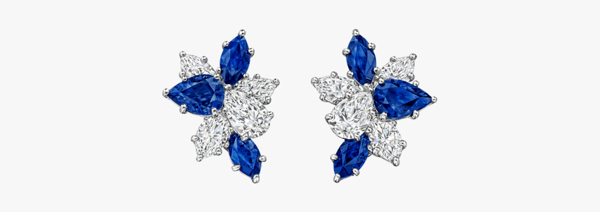 Winston™ Cluster By Harry Winston, Sapphire And Diamond - Sapphire Harry Winston Earrings, HD Png Download, Free Download