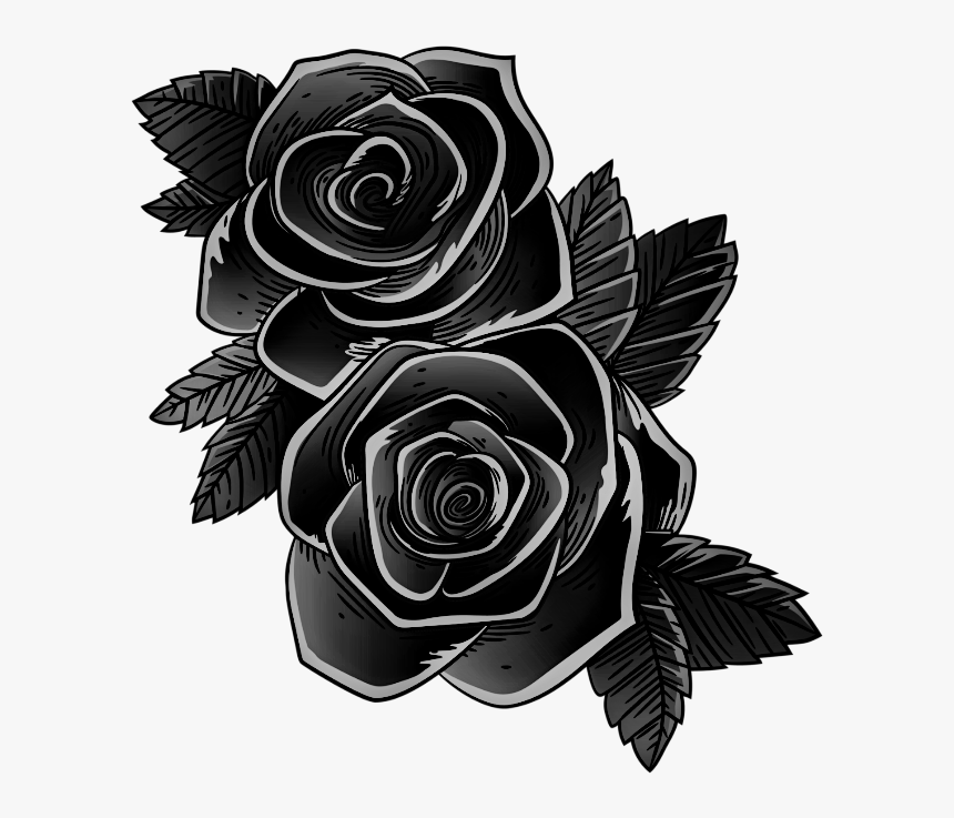 Blackandwhite Black Roses Eose Blackroses Blackrose Purple And Blue Rose Tattoo Design Hd Png Download Kindpng