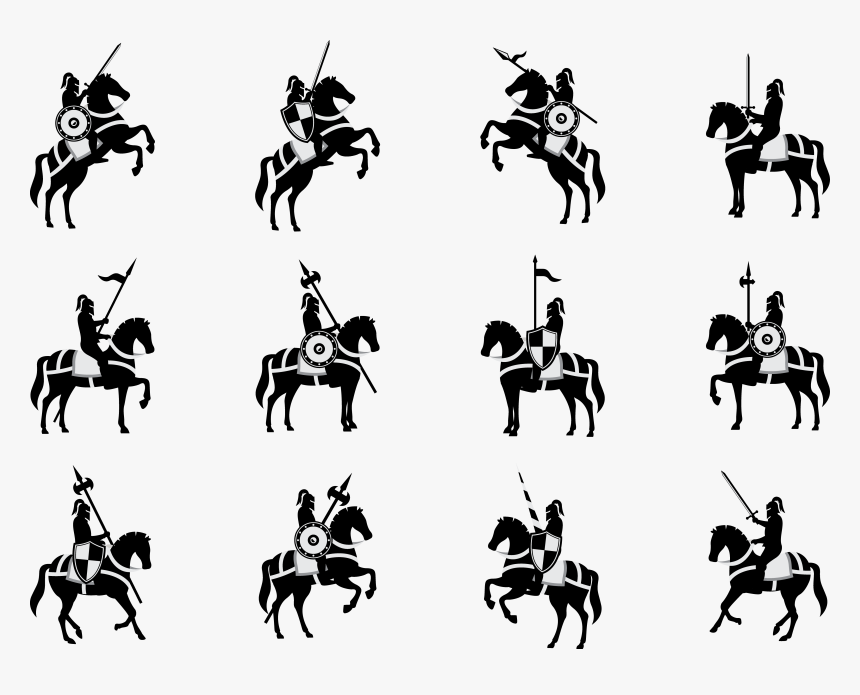 Silhouette Cavalry Euclidean Vector - Silhouette Horse With Warrior, HD Png Download, Free Download