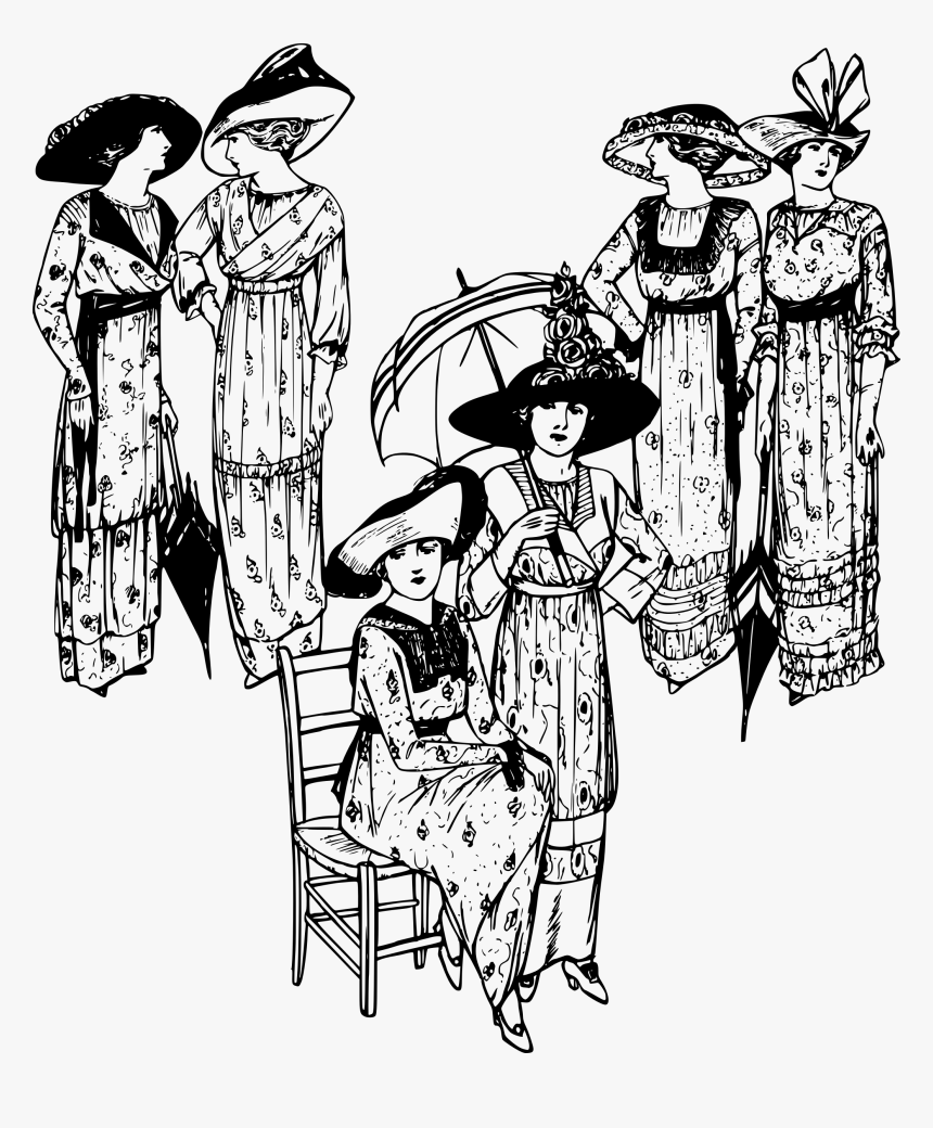 Six Ladies In Hats Clip Arts - Ladies Suit Line Art Png, Transparent Png, Free Download