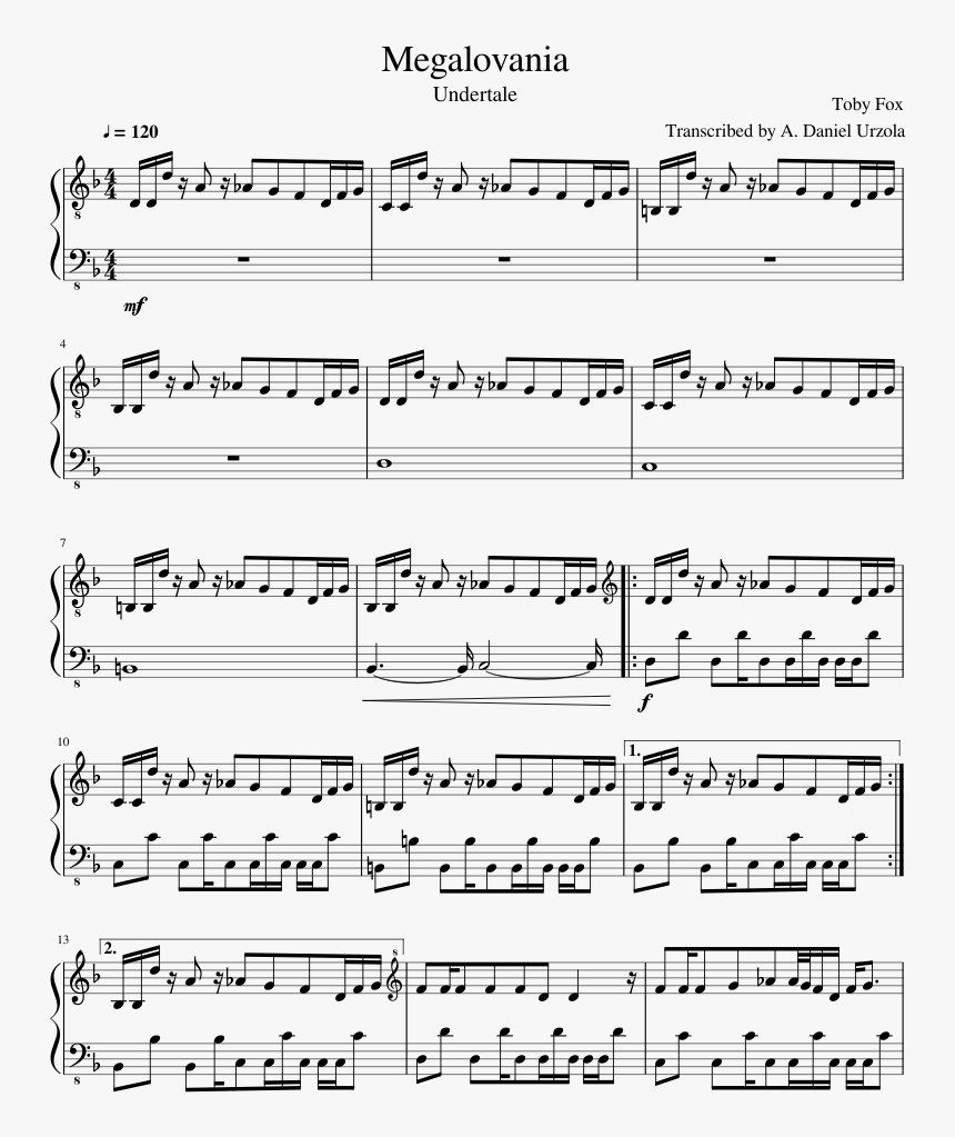 Megalovania Piano Sheet Music Easy