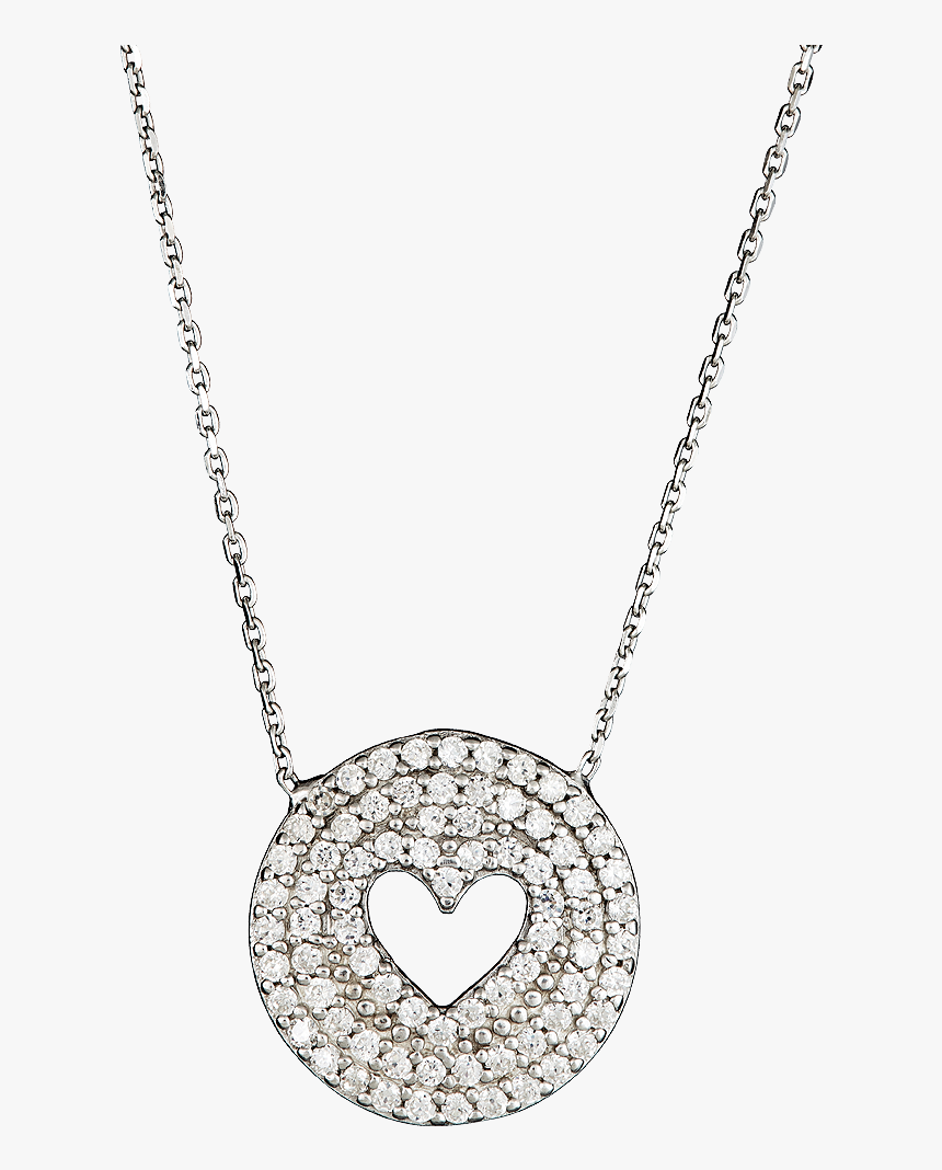 Silver Heart Round Pendant Png Image - Necklace, Transparent Png - kindpng