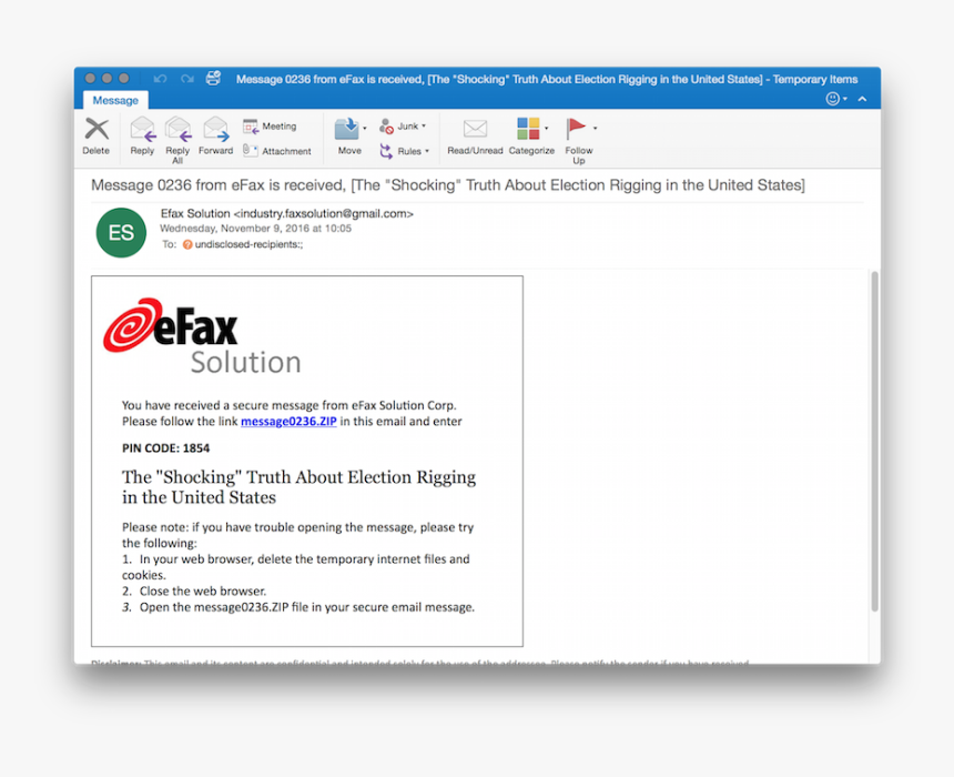 A Sample Of One Of The Malicious "efax - Postman Logs, HD Png Download, Free Download