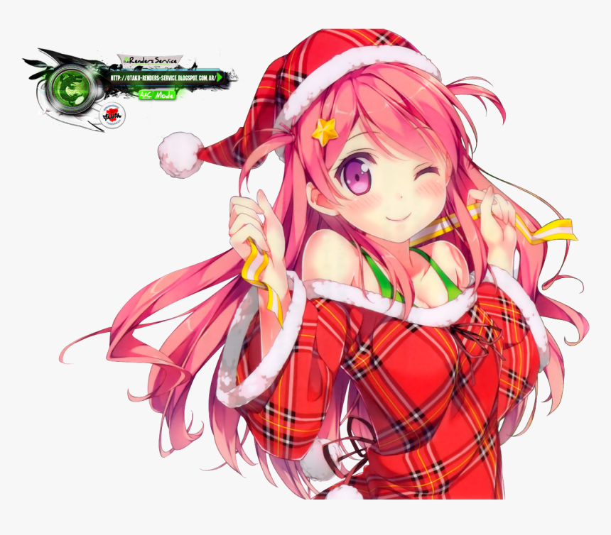 Santa Anime Girl - Cute Anime Christmas Girl, HD Png Download, Free Download