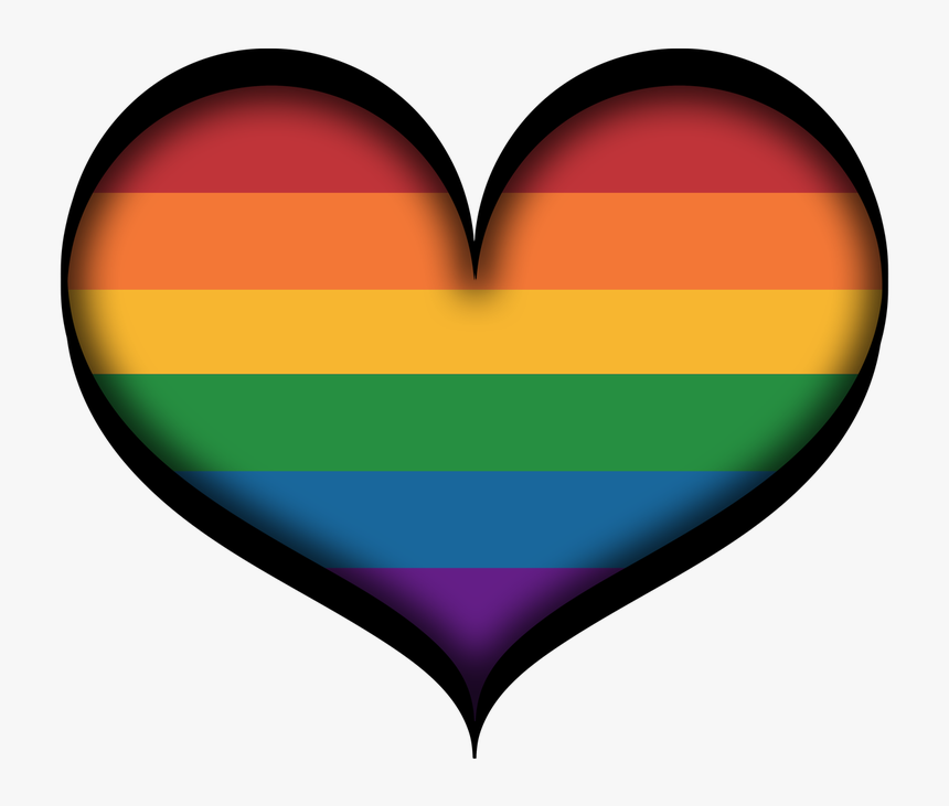 Large Gay Pride Heart In Lgbt Rainbow Colors With Black - Pride Lgbt Rainbow Colors, HD Png Download, Free Download