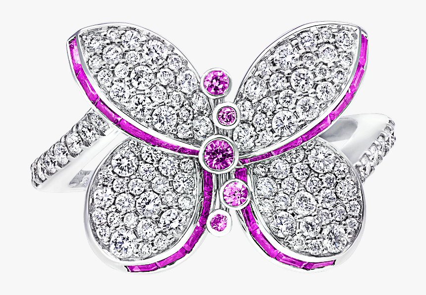 Top View Of A Graff Pink And Purple Sapphire And Diamond - Graff Rings Butterfly, HD Png Download, Free Download