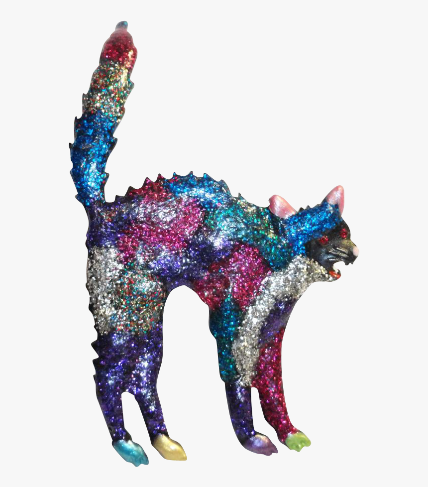 Jj Glitter Enamel Scaredy Cat Brooch - Cat, HD Png Download, Free Download