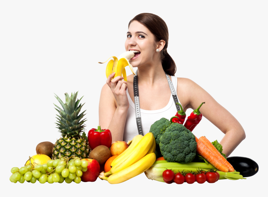 Girl With Fruits Png Image - Girl With Fruits And Vegetables, Transparent Png, Free Download