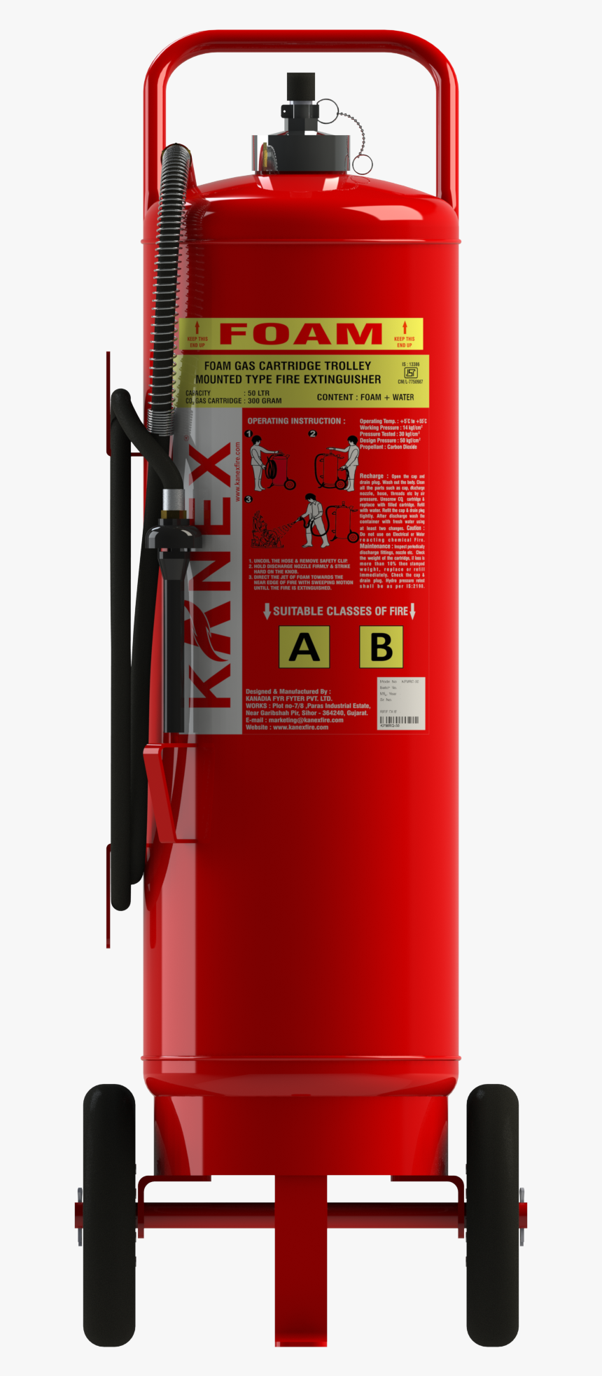 Mechanical Foam Trolley Mounted Fire Extinguishers - Fire Extinguisher Foam Photo Png, Transparent Png, Free Download