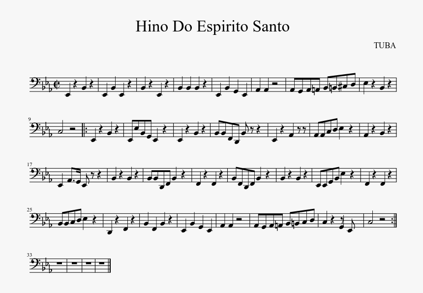 Hino Do Espirito Santo Sheet Music Composed By Tuba - Erin's Green Shore Sheet Music Bagpipes, HD Png Download, Free Download